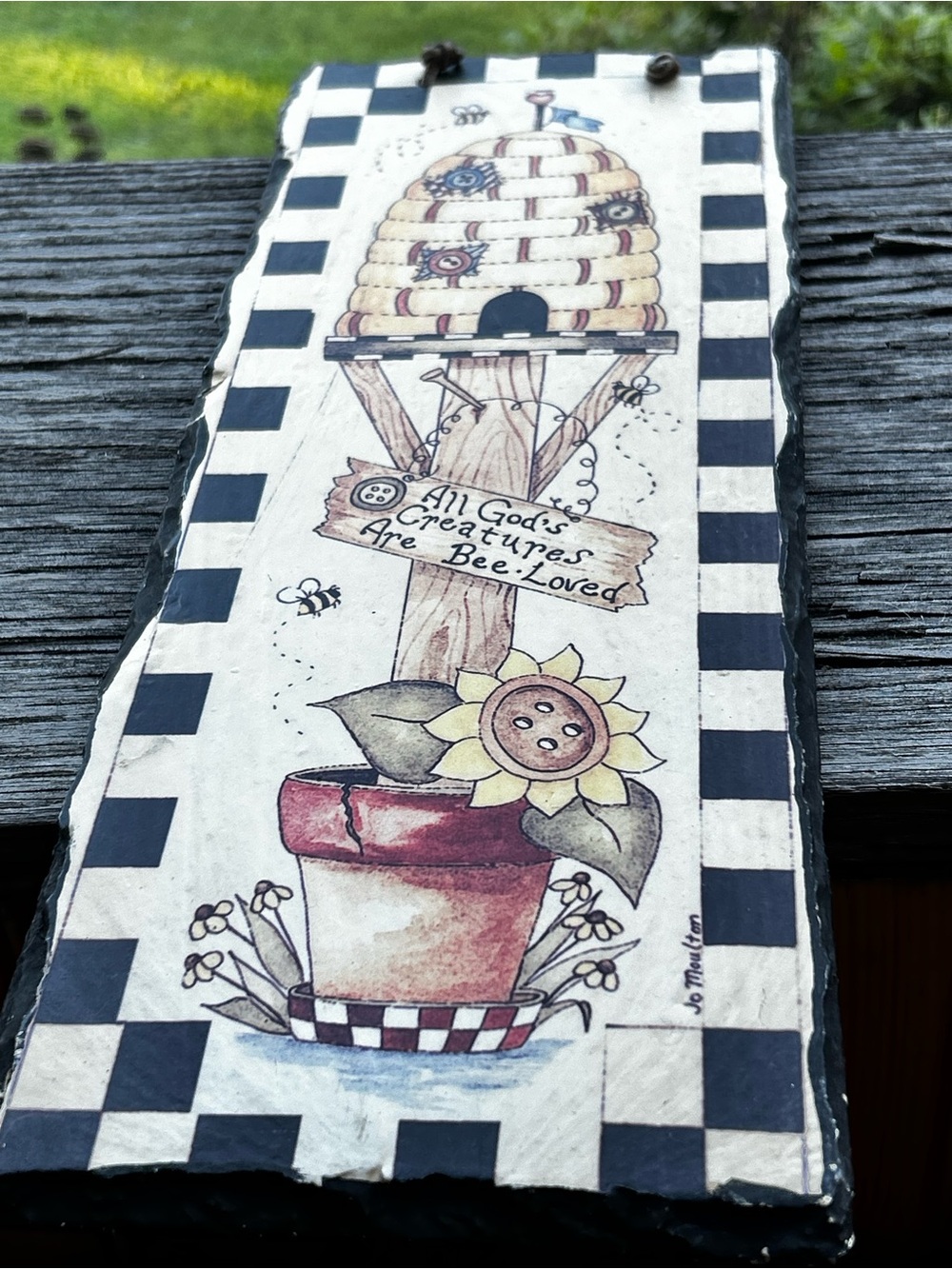 Slate Handpainted Bee Sunflower Hanging Plaque All God’s Creatures are Bee-Loved